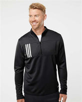 Men's 3-Stripes Double-Knit Quarter-Zip Pullover - A482